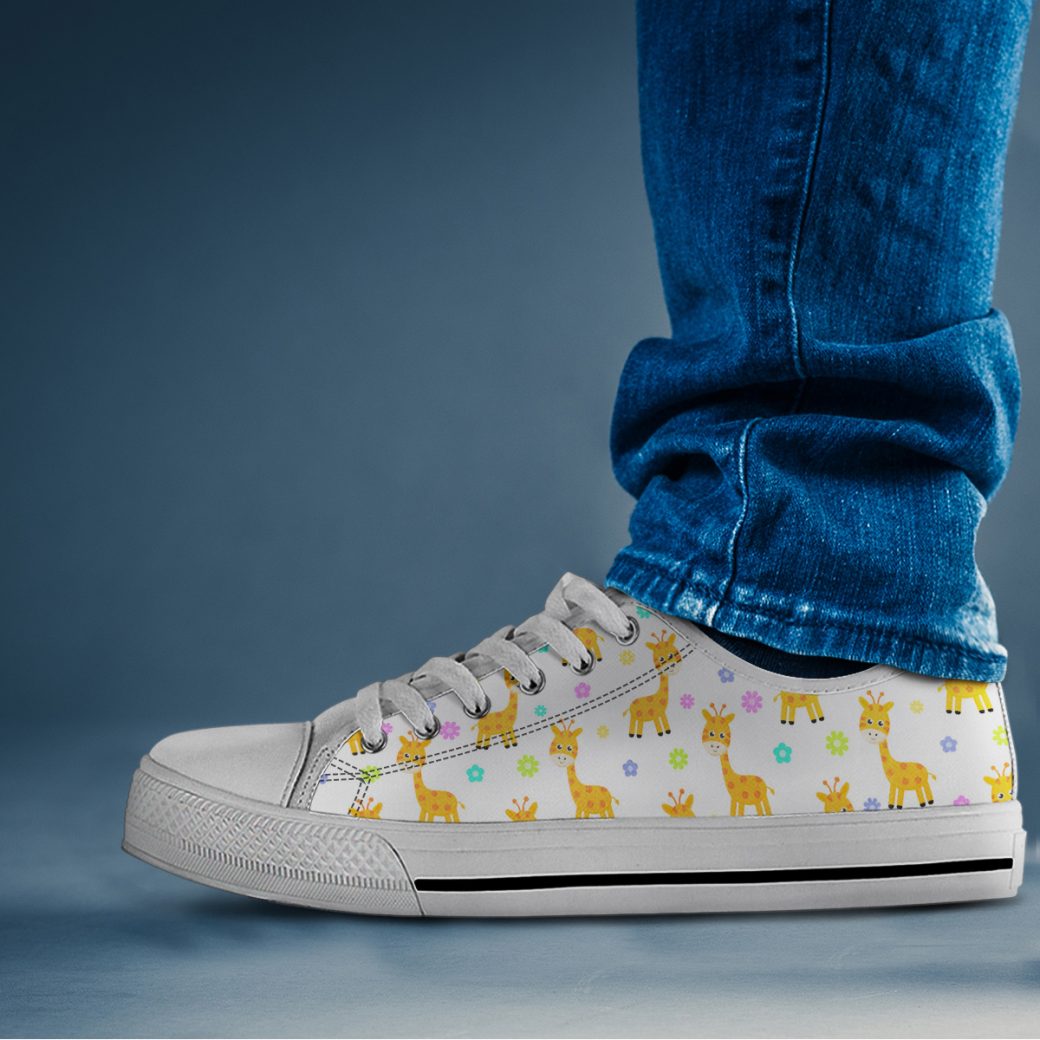 Cute Giraffe Shoes | Custom Low Tops Sneakers For Kids & Adults