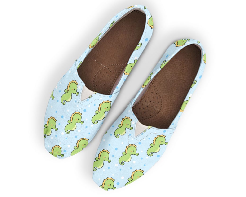 Kawaii Seahorse Shoes | Custom Canvas Sneakers For Kids & Adults