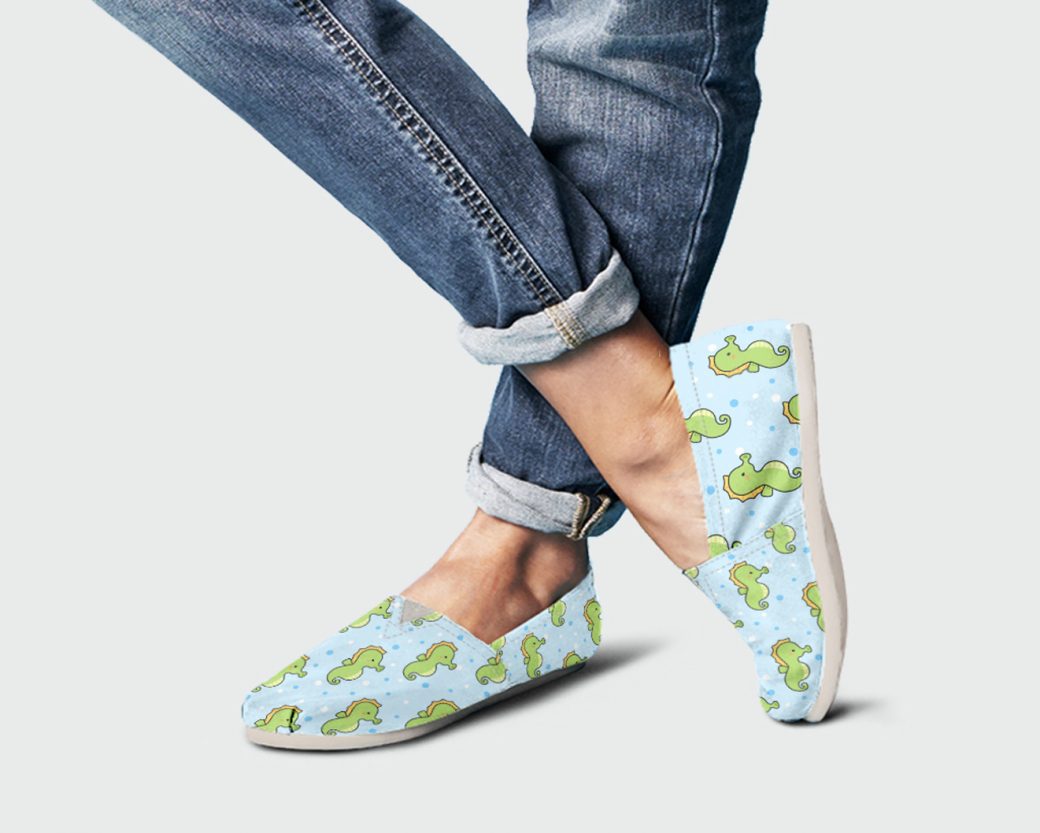 Kawaii Seahorse Shoes | Custom Canvas Sneakers For Kids & Adults