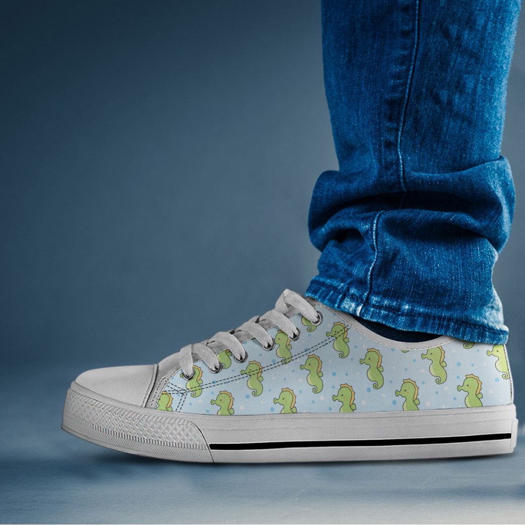 Cute Seahorse Kawaii Shoes | Custom Low Tops Sneakers For Kids & Adults