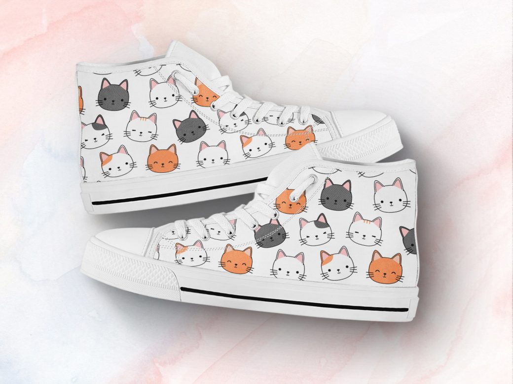 Cute Kitten Shoes | Custom High Top Sneakers For Kids & Adults