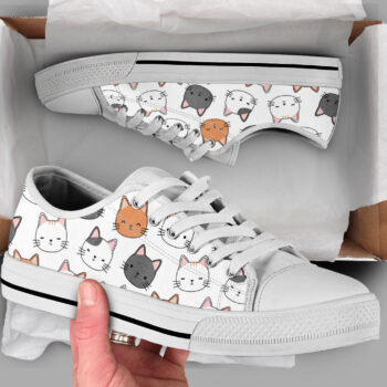 Cute Kitten Cat Shoes | Custom Low Tops Sneakers For Kids & Adults