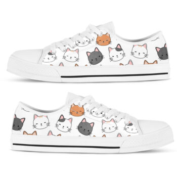 Cute Kitten Cat Shoes | Custom Low Tops Sneakers For Kids & Adults