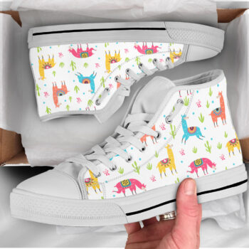 Cute Llama Shoes | Custom High Top Sneakers For Kids & Adults