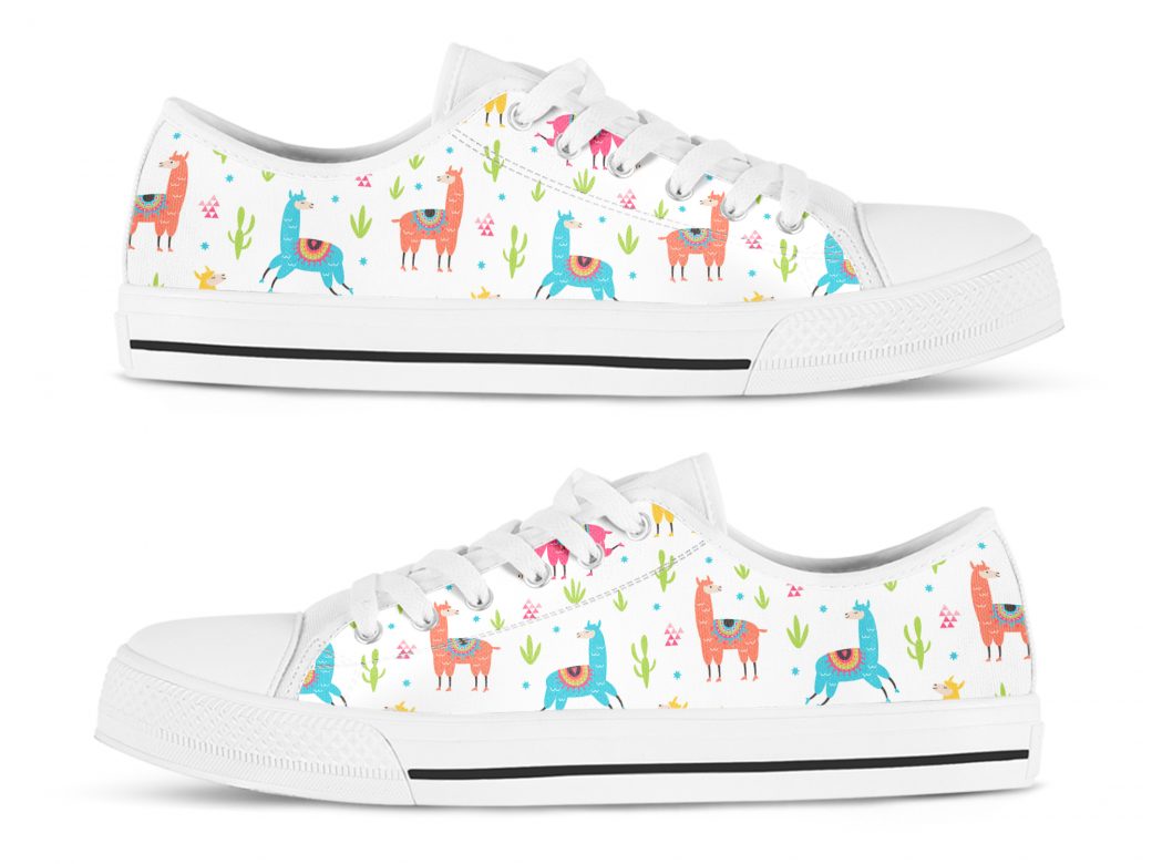 Colorful Llama Shoes | Custom Low Top Sneakers For Kids & Adults