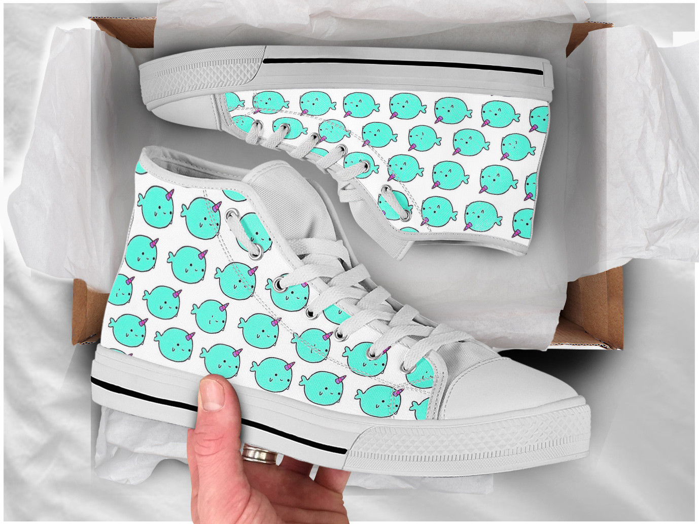 Cute Narwhal Shoes | Custom High Top Sneakers For Kids & Adults