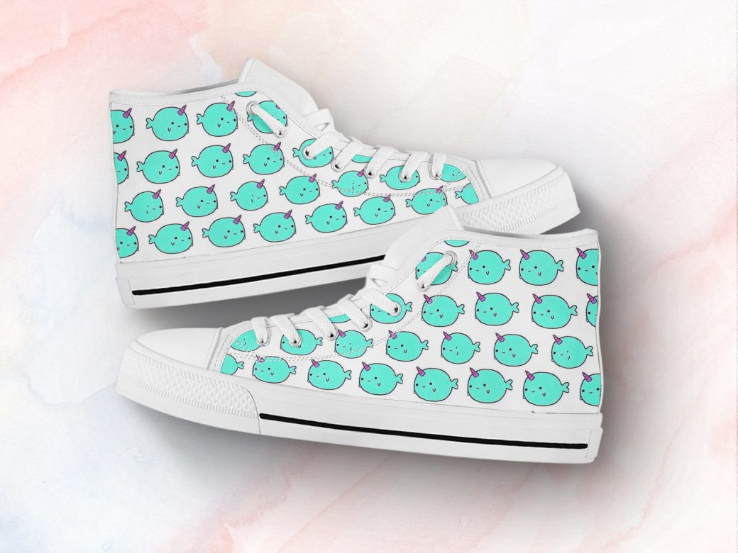 Cute Narwhal Shoes | Custom High Top Sneakers For Kids & Adults
