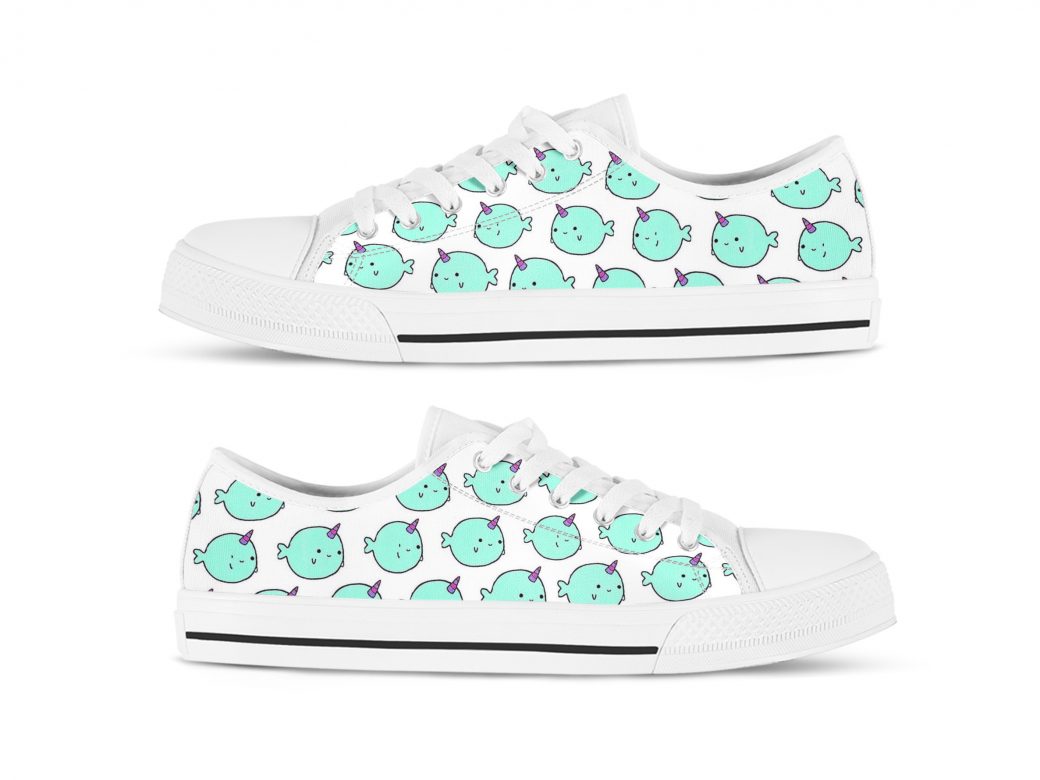 Unique Narwhal Shoes | Custom Low Tops Sneakers For Kids & Adults