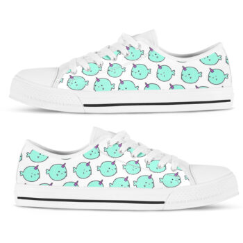 Unique Narwhal Shoes | Custom Low Tops Sneakers For Kids & Adults