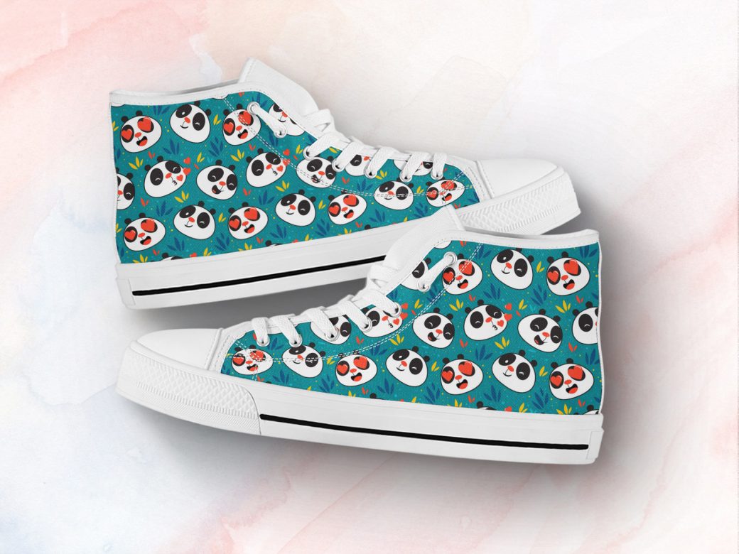 Cute Panda Shoes | Custom High Top Sneakers For Kids & Adults