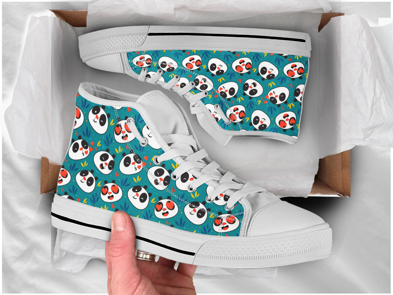 Cute Panda Shoes | Custom High Top Sneakers For Kids & Adults