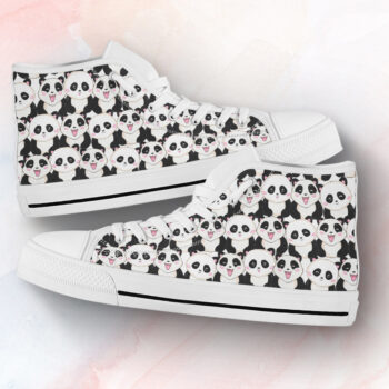 Black White Panda Shoes | Custom High Top Sneakers For Kids & Adults
