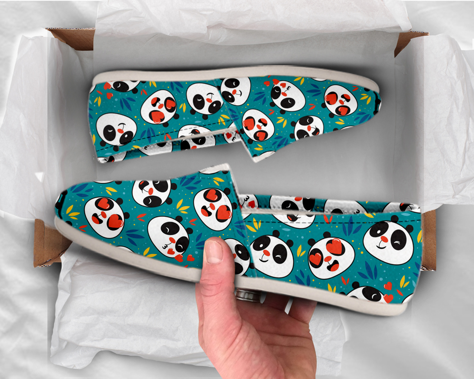 Slip-On Panda Shoes | Custom Canvas Sneakers For Kids & Adults