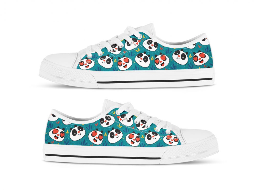 Panda Face Shoes | Custom Low Tops Sneakers For Kids & Adults