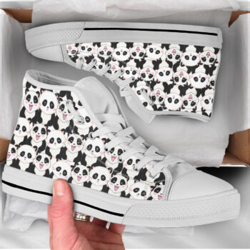 Black White Panda Shoes | Custom High Top Sneakers For Kids & Adults