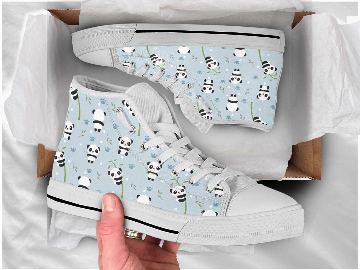 Panda Bamboo Shoes | Custom High Top Sneakers For Kids & Adults