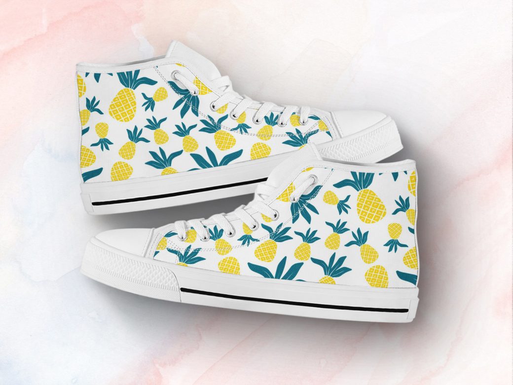 Cute Pineapple Shoes | Custom High Top Sneakers For Kids & Adults