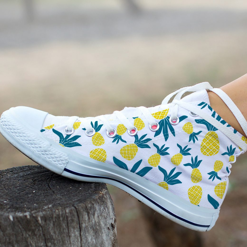 Cute Pineapple Shoes | Custom High Top Sneakers For Kids & Adults