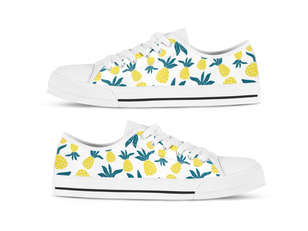 Cute Pineapple Shoes | Custom Low Tops Sneakers For Kids & Adults