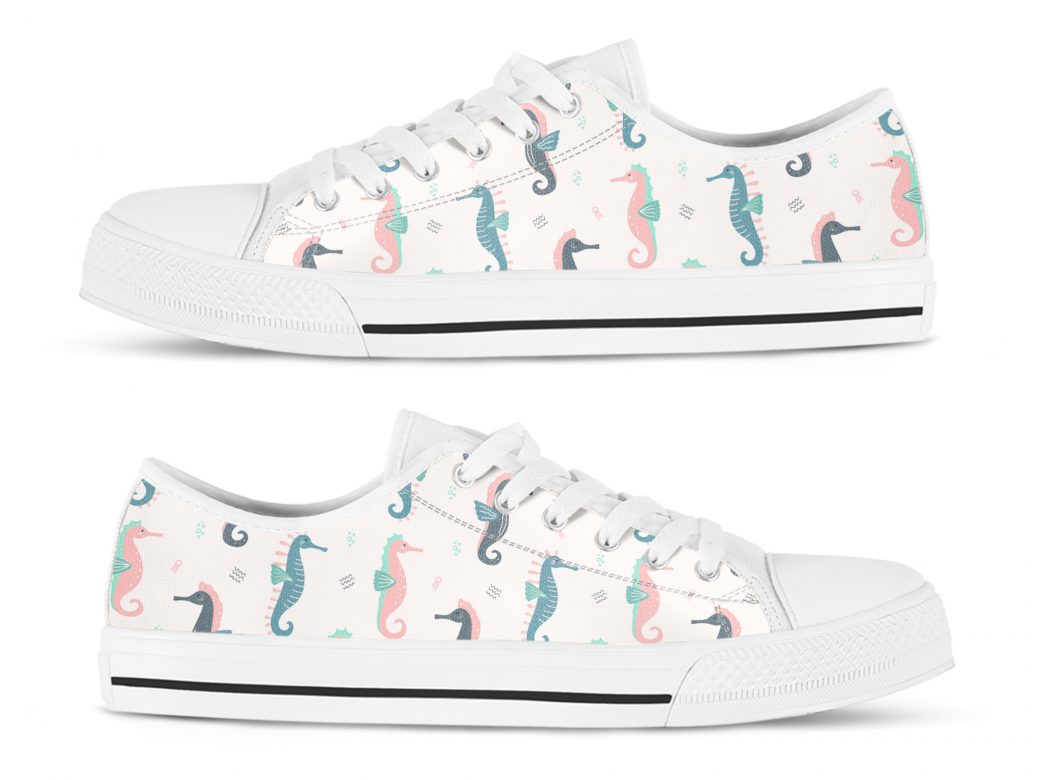 Cute Seahorse Shoes | Custom Low Tops Sneakers For Kids & Adults