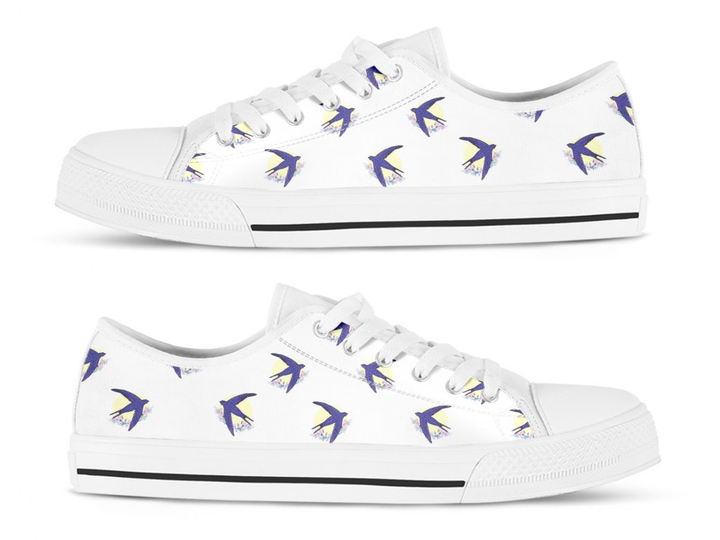 Swallow Print Designer Shoes | Custom Low Tops Sneakers For Kids & Adults