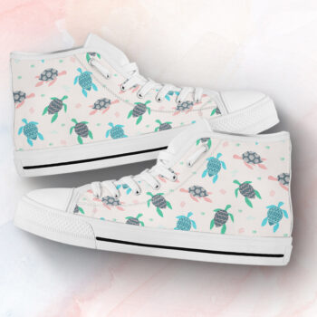 Cute Turtle Shoes | Custom High Top Sneakers For Kids & Adults