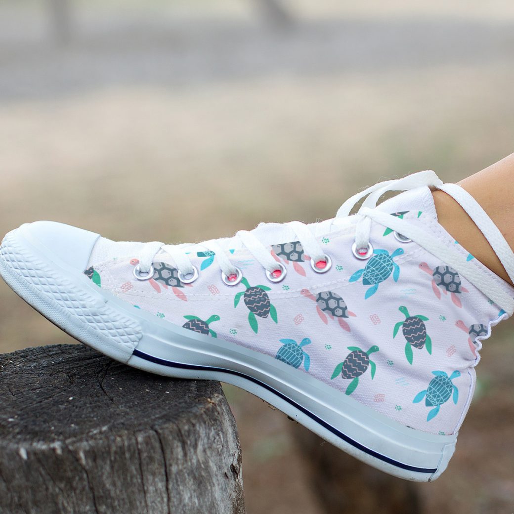 Cute Turtle Shoes | Custom High Top Sneakers For Kids & Adults