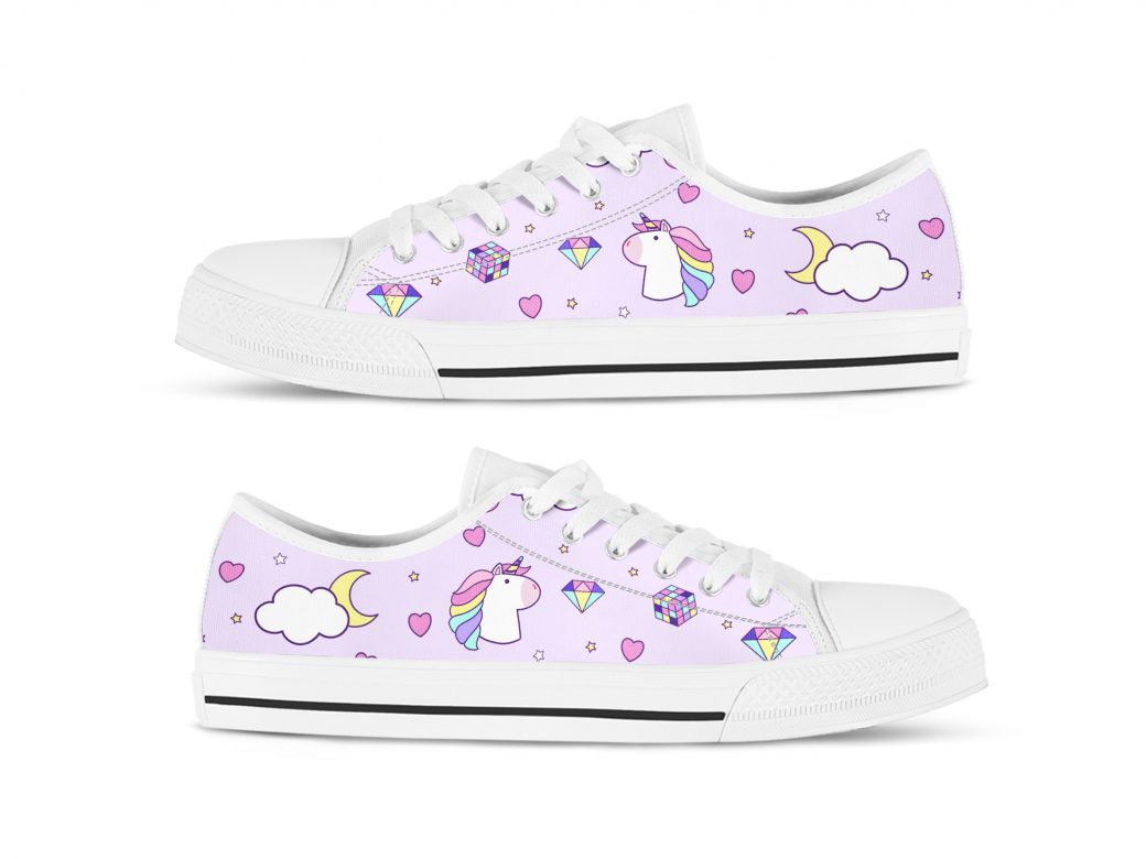 Cute Unicorn Shoes | Custom Low Tops Sneakers For Kids & Adults