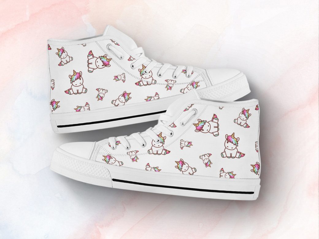 Sitting Unicorn Shoes | Custom High Top Sneakers For Kids & Adults