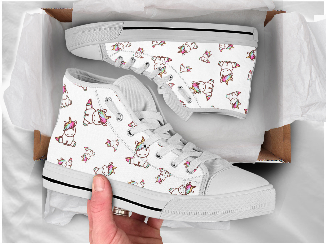Sitting Unicorn Shoes | Custom High Top Sneakers For Kids & Adults