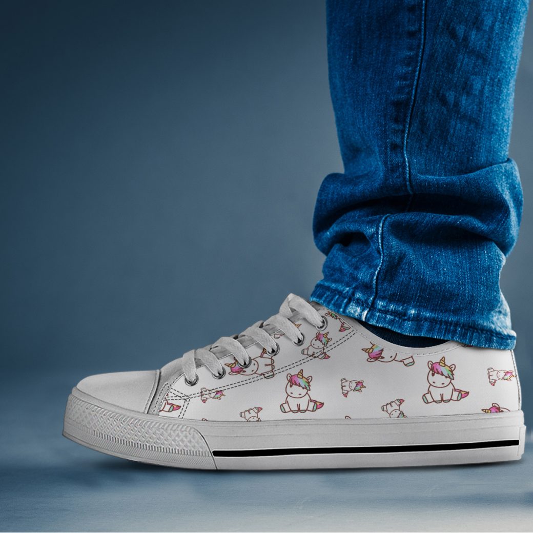 White Unicorn Shoes | Custom Low Tops Sneakers For Kids & Adults