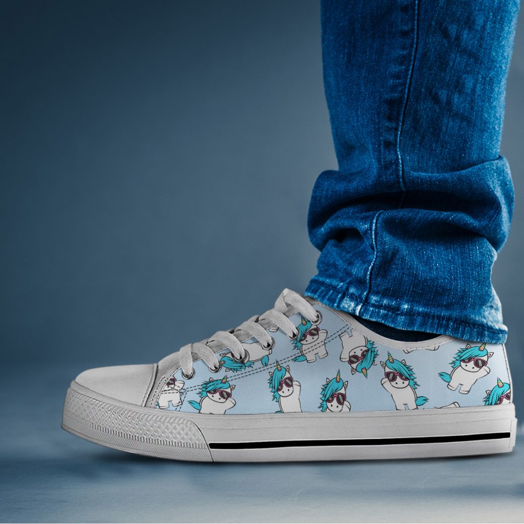 Blue Unicorn Shoes | Custom Low Tops Sneakers For Kids & Adults
