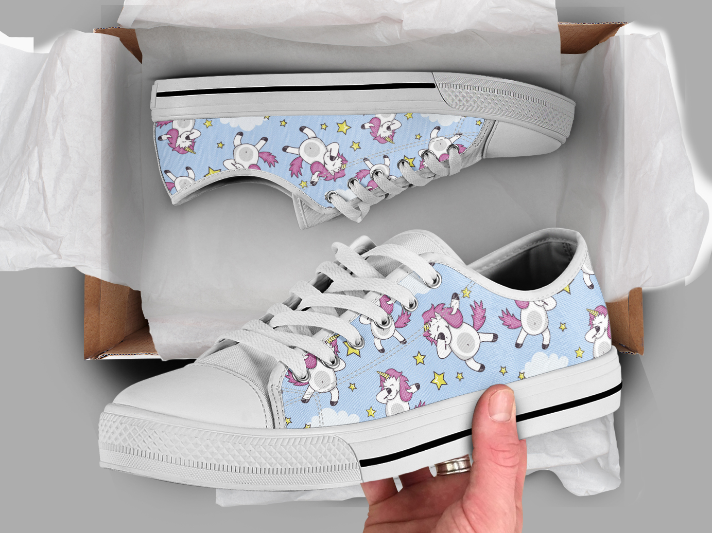 Dabbing Unicorn Shoes | Custom Low Top Sneakers For Kids & Adults