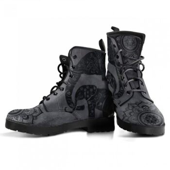 Elephant Printed Vegan Boots | Vegan Leather Lace Up Printed Boots For Women