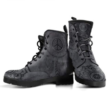 Dark Gray Peace Dreamcatcher Handcrafted Boots