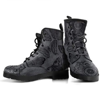 Dark Grey Butterflies Handcrafted Boots