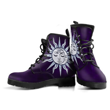 Dark Purple Handcrafted Peaceful Sun And Moon Boots