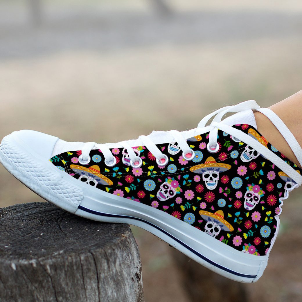 Mexican Skull Shoes | Custom High Top Sneakers For Kids & Adults