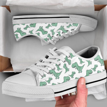Green Dinosaur Shoes | Custom Low Tops Sneakers For Kids & Adults