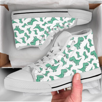 Green Dinosaur Shoes | Custom High Top Sneakers For Kids & Adults