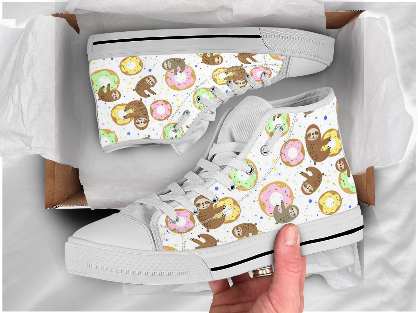 Sloth Womens Shoes | Custom High Top Sneakers For Kids & Adults