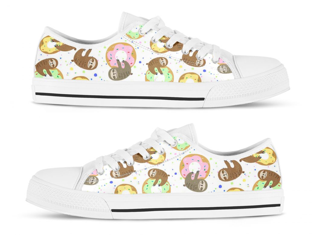 Donuts Sloth Shoes | Custom Low Top Sneakers For Kids & Adults