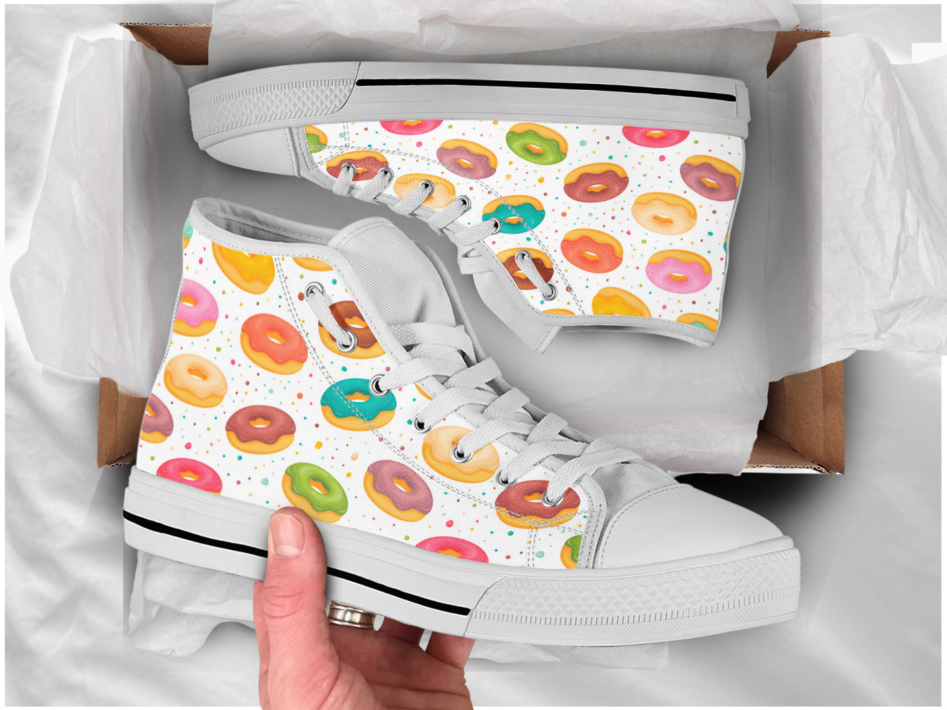 Kawaii Donuts Shoes | Custom High Top Sneakers For Kids & Adults