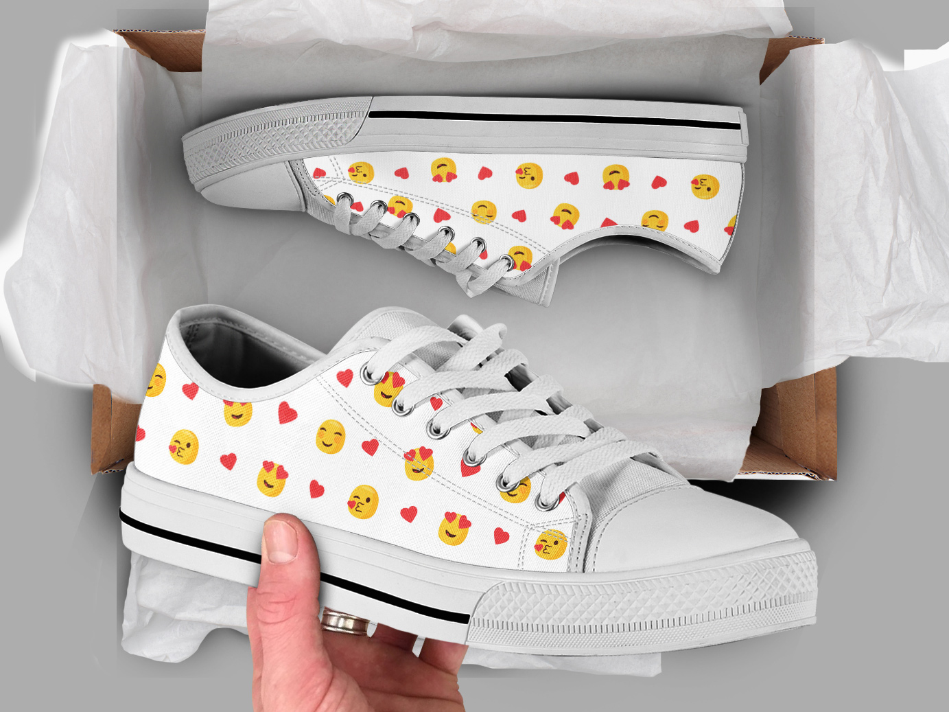 Emoji Smiley Shoes | Custom Low Tops Sneakers For Kids & Adults