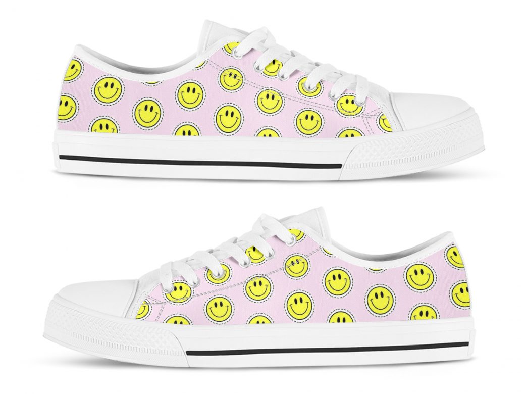 Smiley Face Shoes | Custom Low Tops Sneakers For Kids & Adults