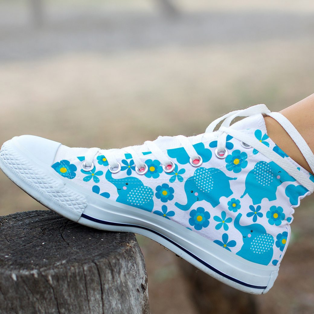 Floral Elephant Shoes | Custom High Top Sneakers For Kids & Adults