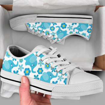 Floral Elephant Shoes | Custom Low Tops Sneakers For Kids & Adults