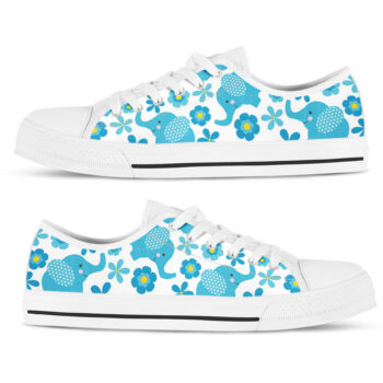 Blue Elephant Shoes | Custom Low Tops Sneakers For Kids & Adults