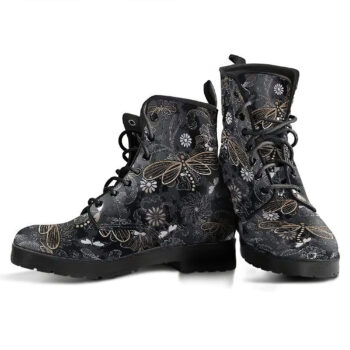 Flower And Dragonfly Handcrafted Boots