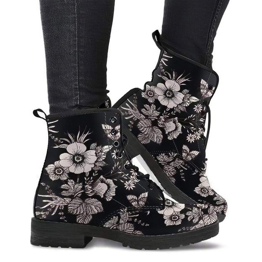 Womens Floral Boots | Vegan Leather Lace Up Printed Boots For Women